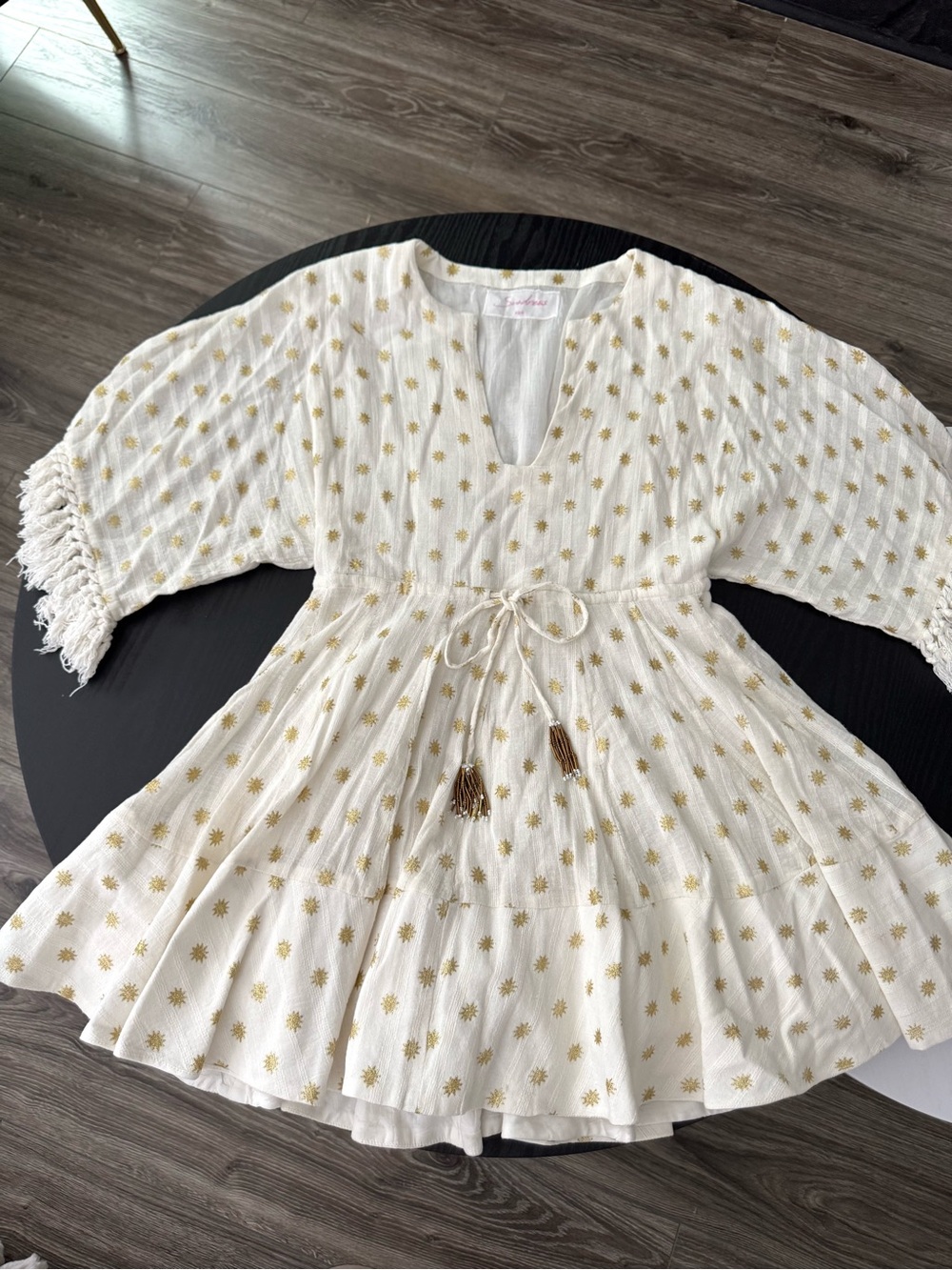 Revolve SUNDRESS Candy Dress Dubai Coconut Boho Beach Gold Star Mini Dress XS/S - Picture 11 of 16